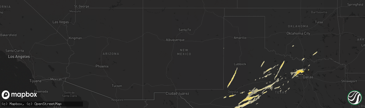 Hail map in New Mexico on November 23, 2025