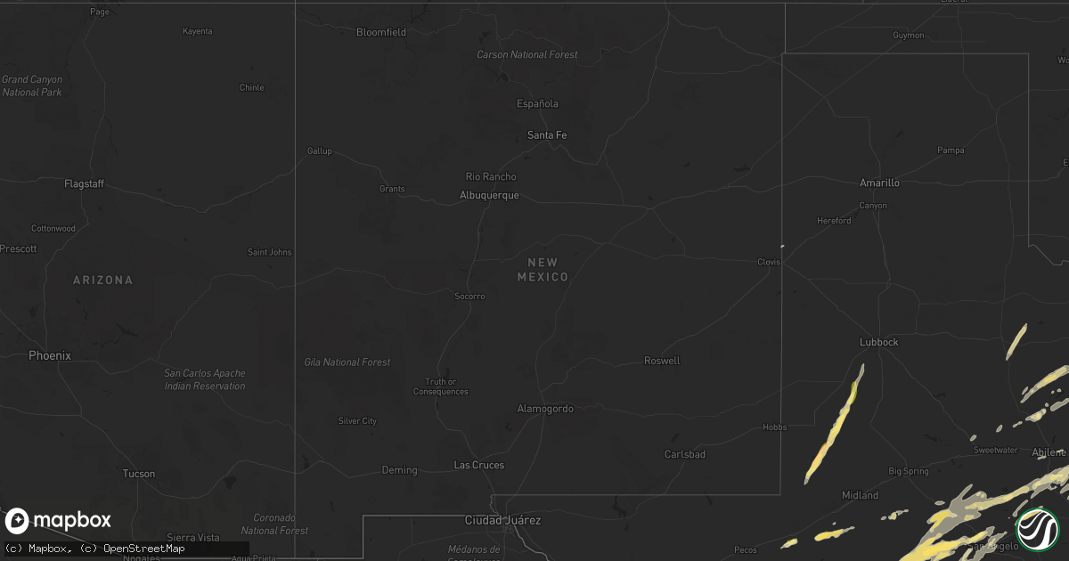 Hail map in New Mexico on November 23, 2025