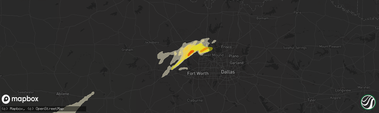 Hail map in Newark, TX on November 23, 2025