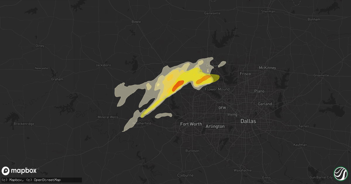 Hail map in Newark, TX on November 23, 2025