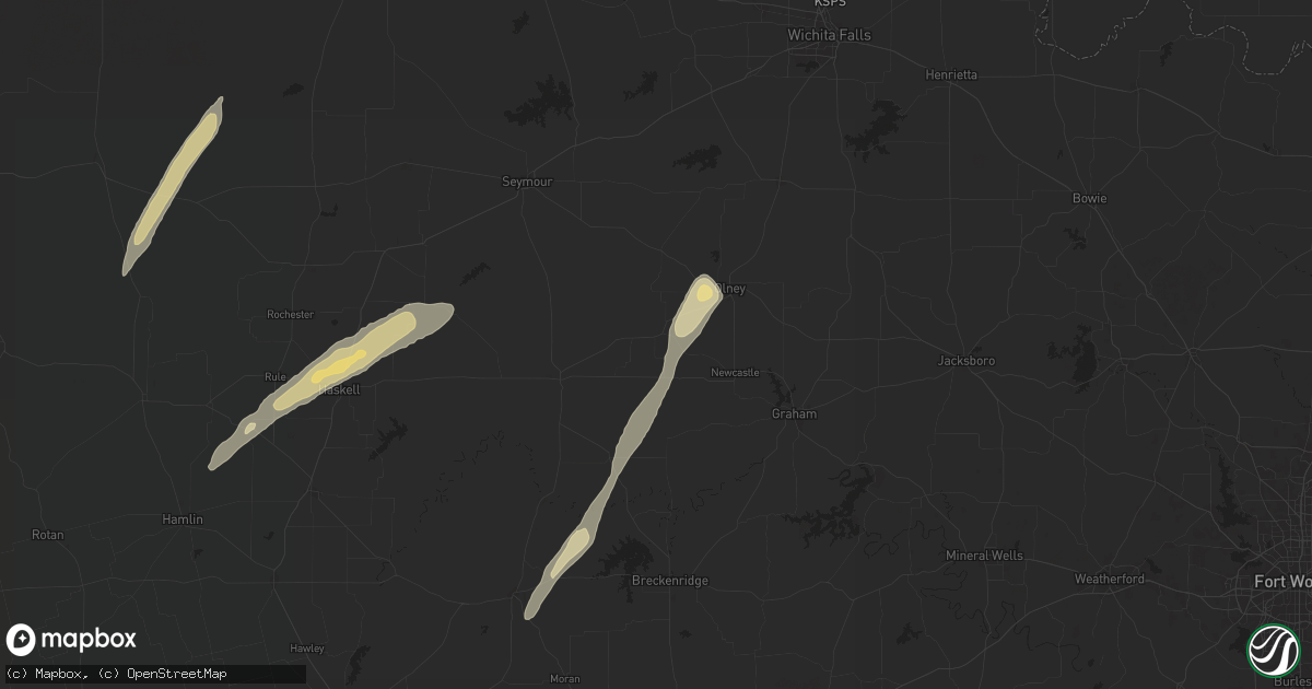 Hail map in Newcastle, TX on November 23, 2025
