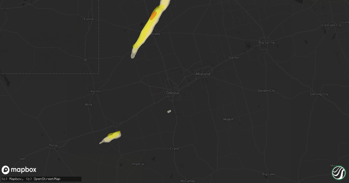 Hail map in Odessa, TX on November 23, 2025