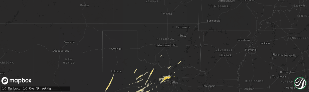 Hail map in Oklahoma on November 23, 2025