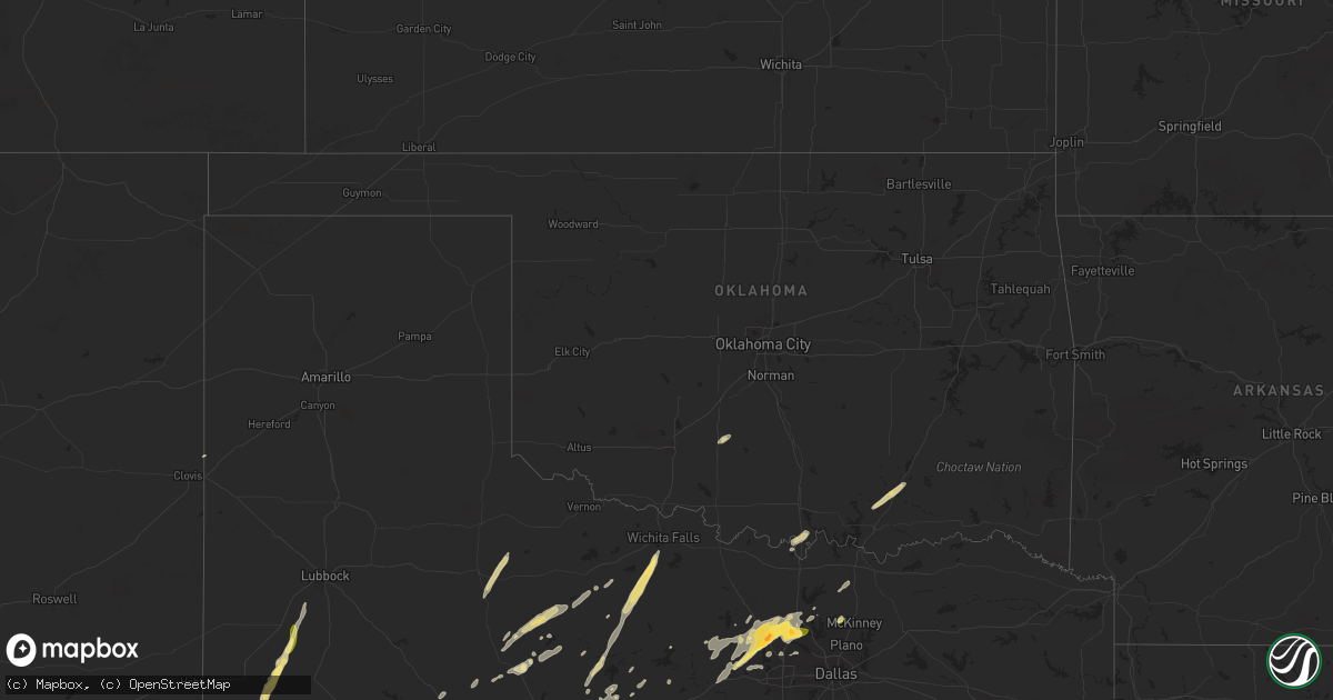 Hail map in Oklahoma on November 23, 2025