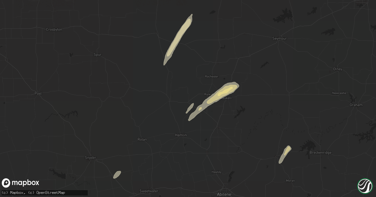 Hail map in Old Glory, TX on November 23, 2025
