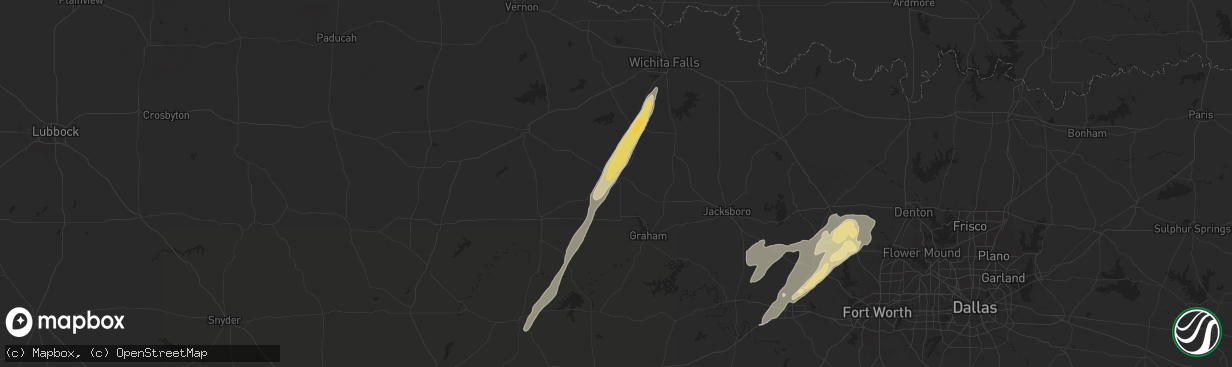 Hail map in Olney, TX on November 23, 2025