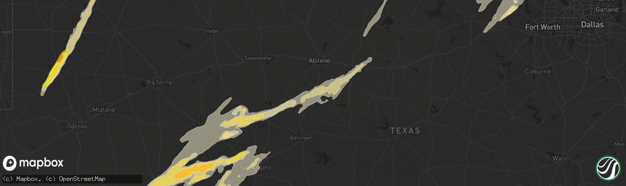 Hail map in Ovalo, TX on November 23, 2025