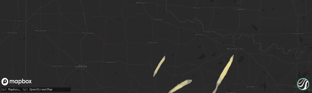 Hail map in Paducah, TX on November 23, 2025