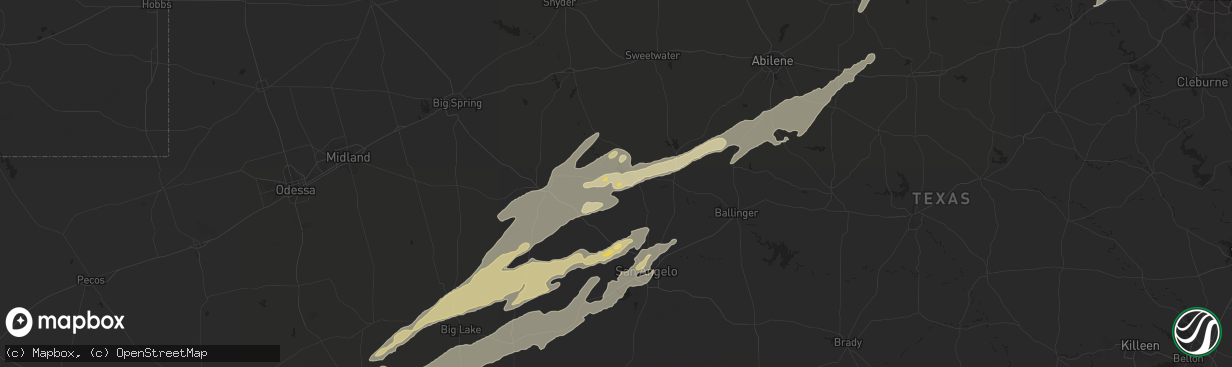 Hail map in Robert Lee, TX on November 23, 2025