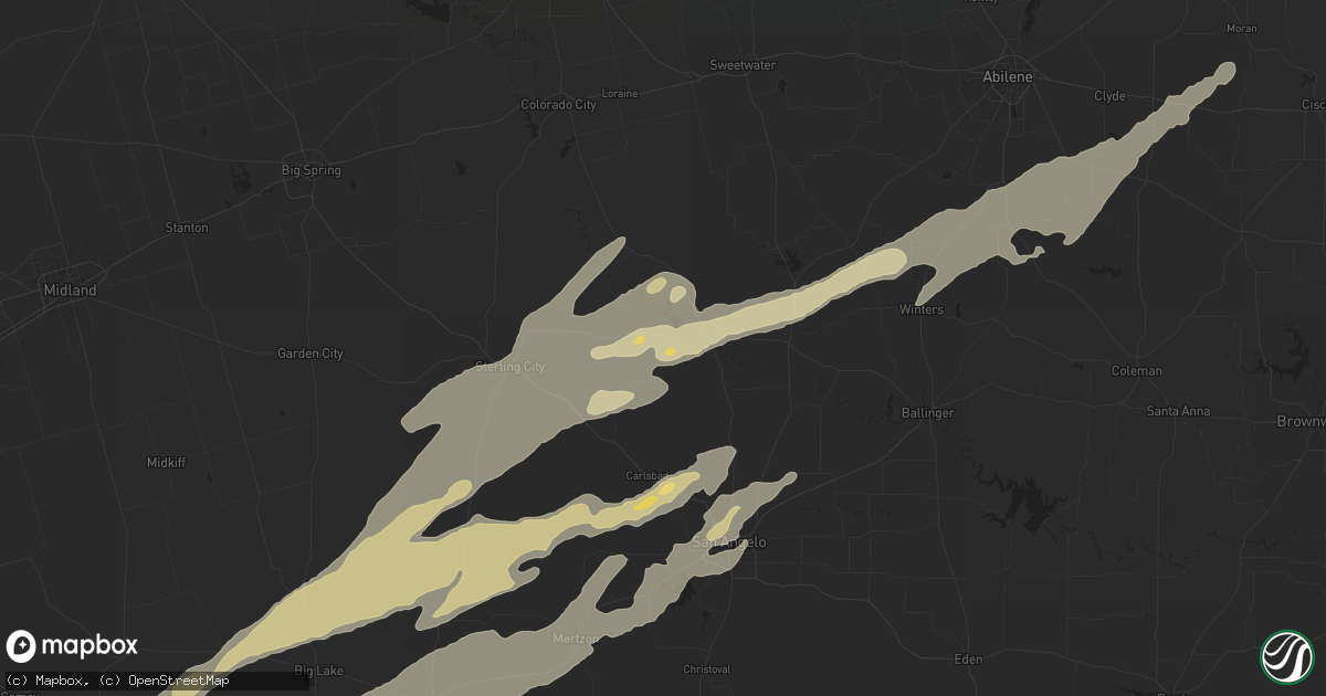 Hail map in Robert Lee, TX on November 23, 2025