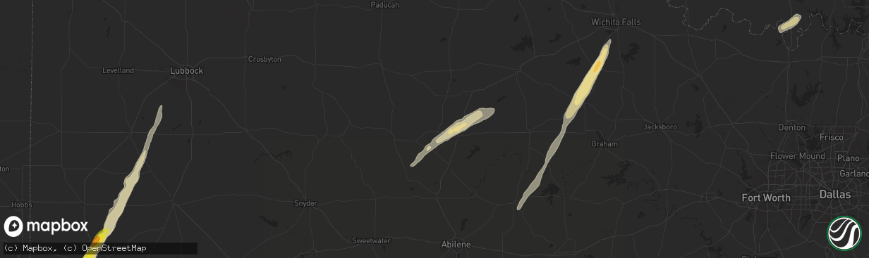 Hail map in Rule, TX on November 23, 2025