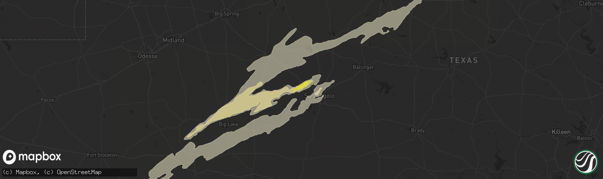 Hail map in San Angelo, TX on November 23, 2025