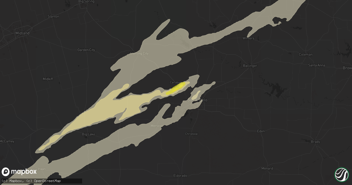 Hail map in San Angelo, TX on November 23, 2025