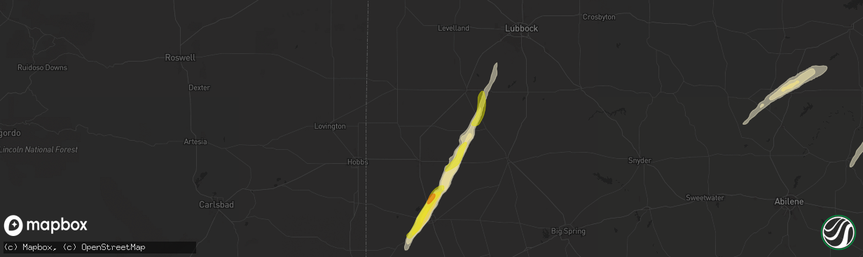 Hail map in Seagraves, TX on November 23, 2025