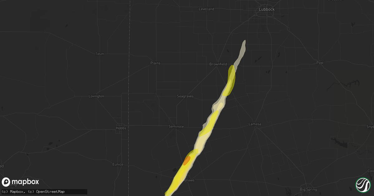 Hail map in Seagraves, TX on November 23, 2025