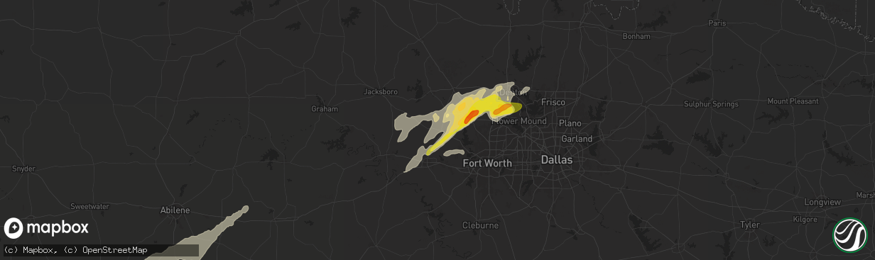 Hail map in Springtown, TX on November 23, 2025