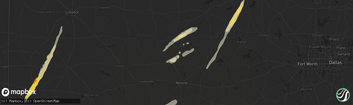 Hail map in Stamford, TX on November 23, 2025