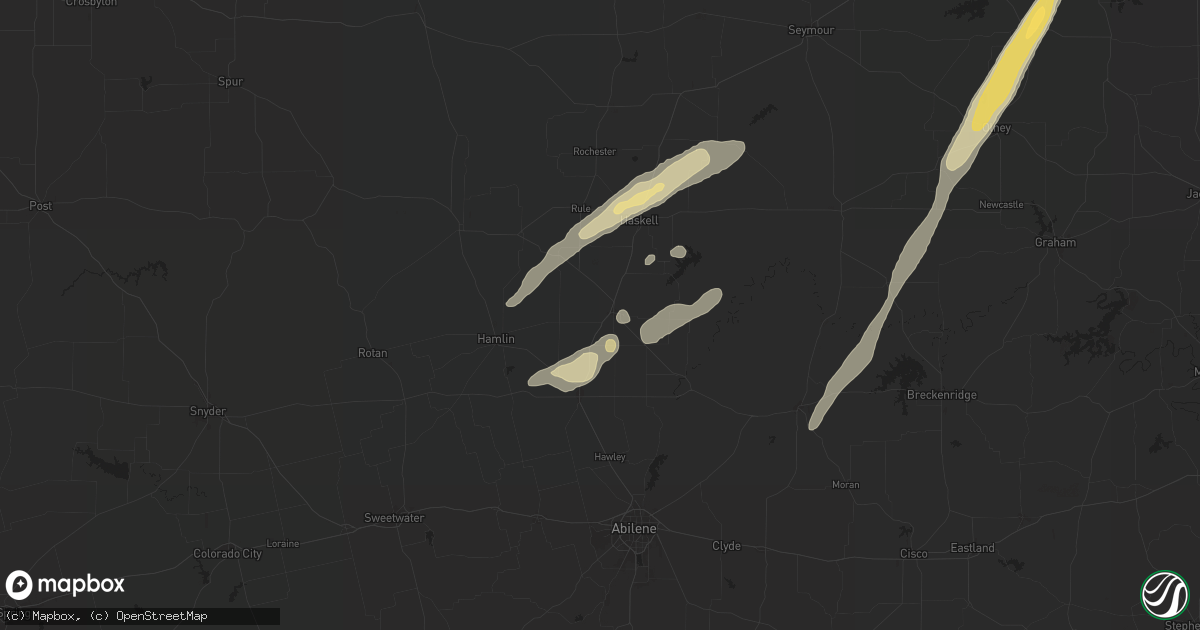 Hail map in Stamford, TX on November 23, 2025