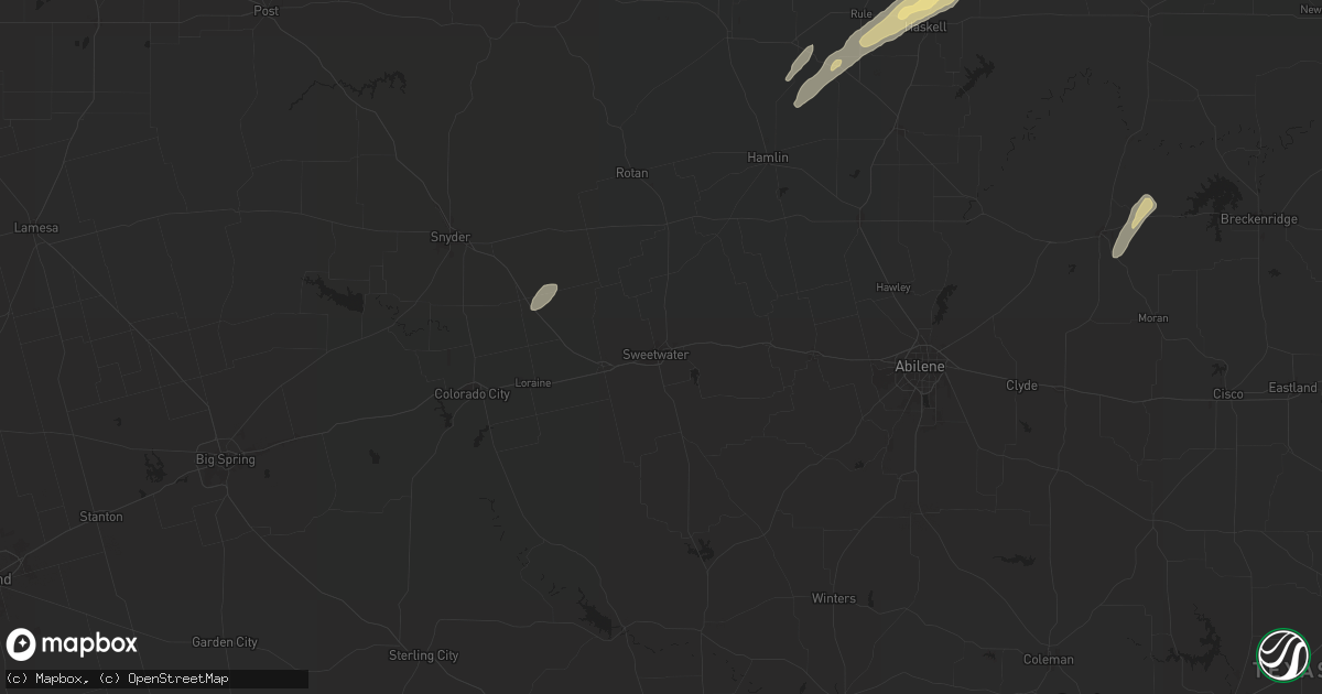 Hail map in Sweetwater, TX on November 23, 2025