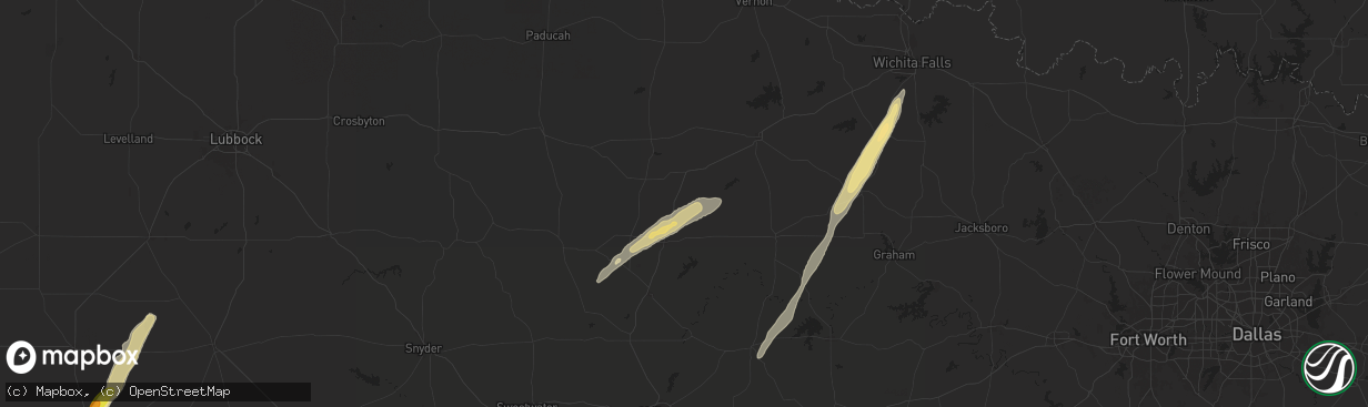 Hail map in Weinert, TX on November 23, 2025