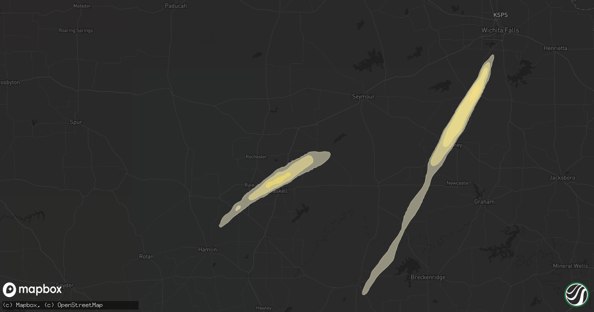 Hail map in Weinert, TX on November 23, 2025