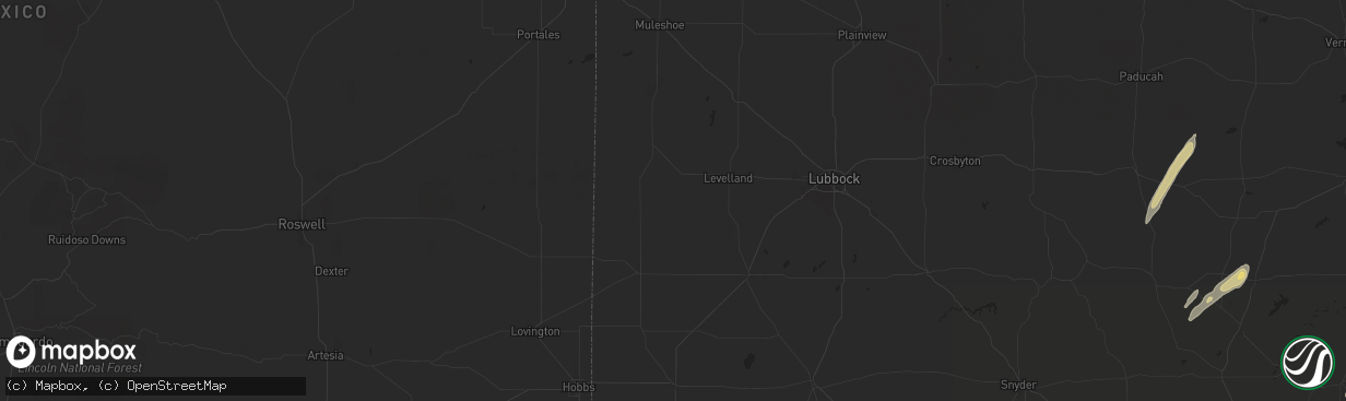 Hail map in Whiteface, TX on November 23, 2025