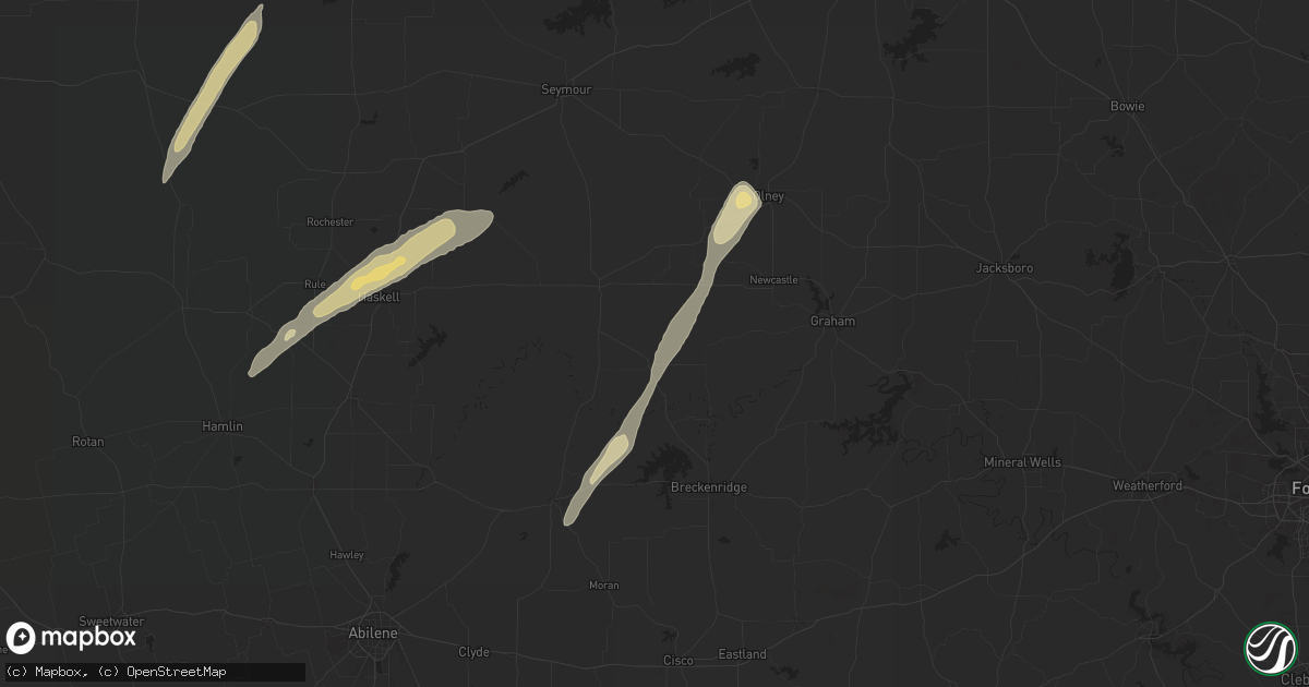 Hail map in Woodson, TX on November 23, 2025