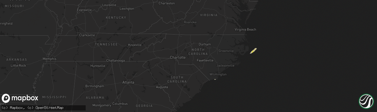 Hail map in North Carolina on November 24, 2018