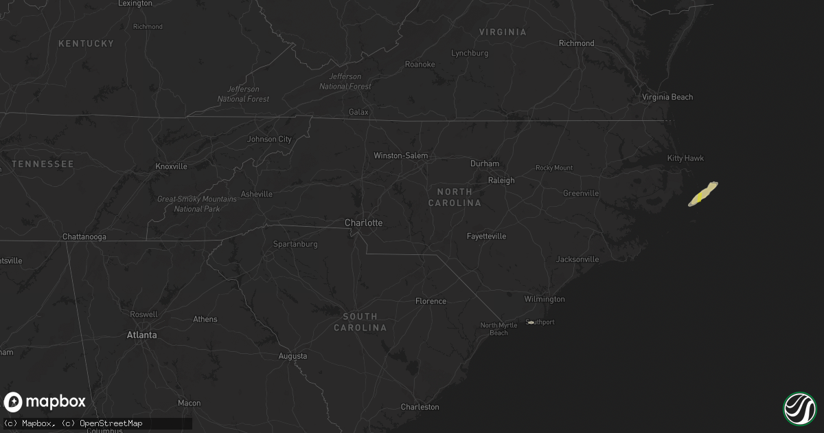 Hail map in North Carolina on November 24, 2018