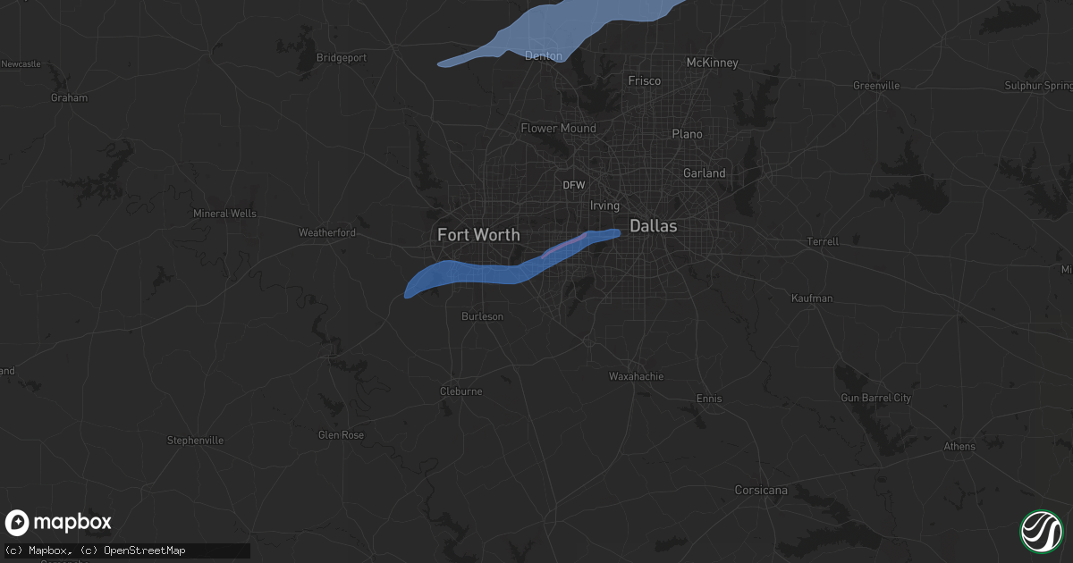 Hail map in Arlington, TX on November 24, 2020