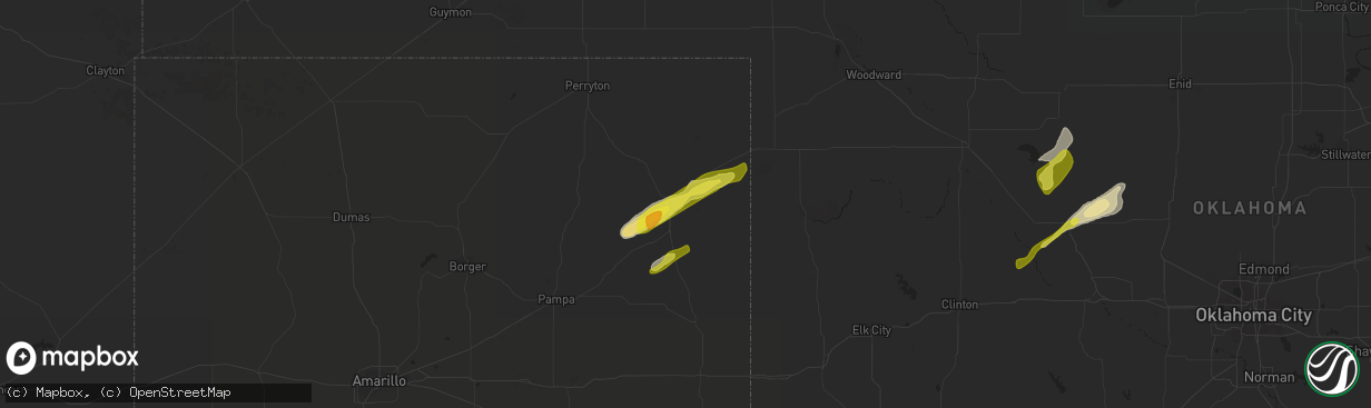 Hail map in Canadian, TX on November 24, 2020