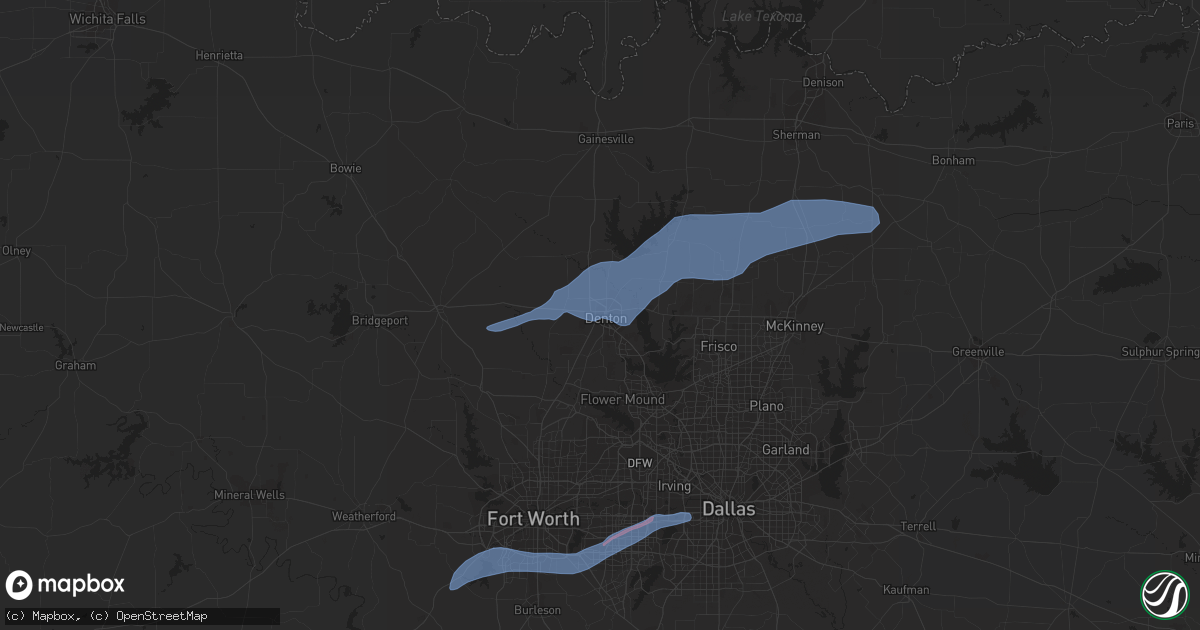 Hail map in Denton, TX on November 24, 2020