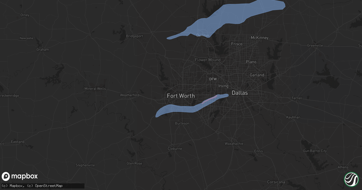 Hail map in Fort Worth, TX on November 24, 2020