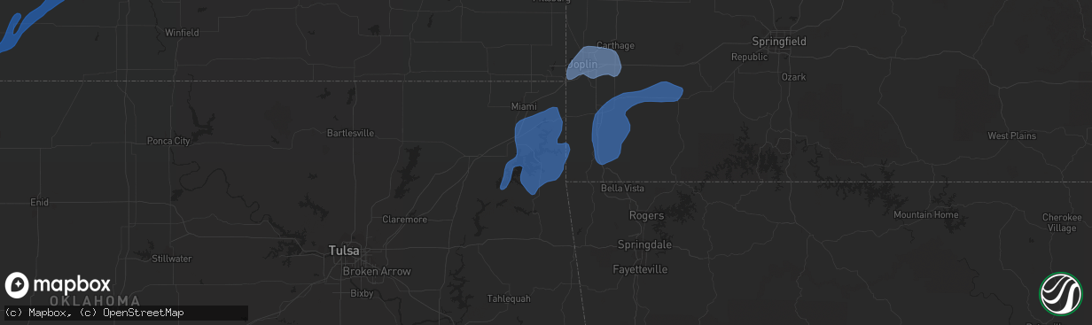 Hail map in Grove, OK on November 24, 2020