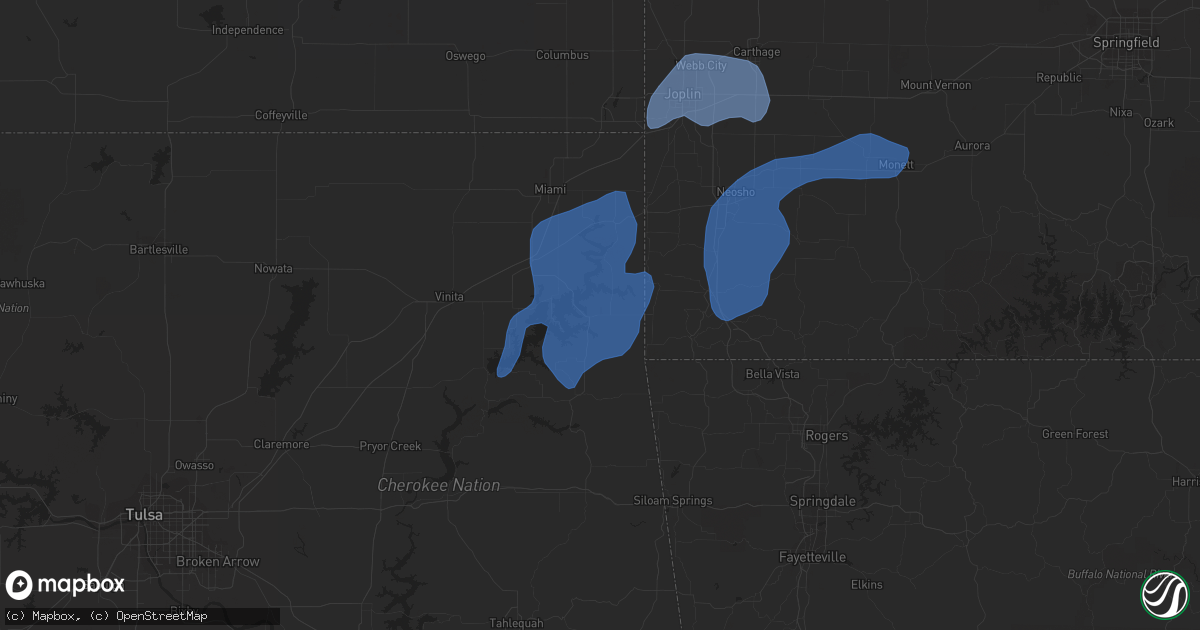 Hail map in Grove, OK on November 24, 2020