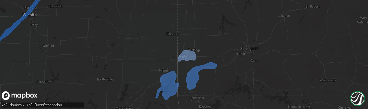 Hail map in Joplin, MO on November 24, 2020