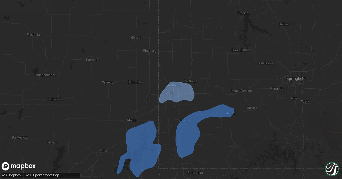 Hail map in Joplin, MO on November 24, 2020