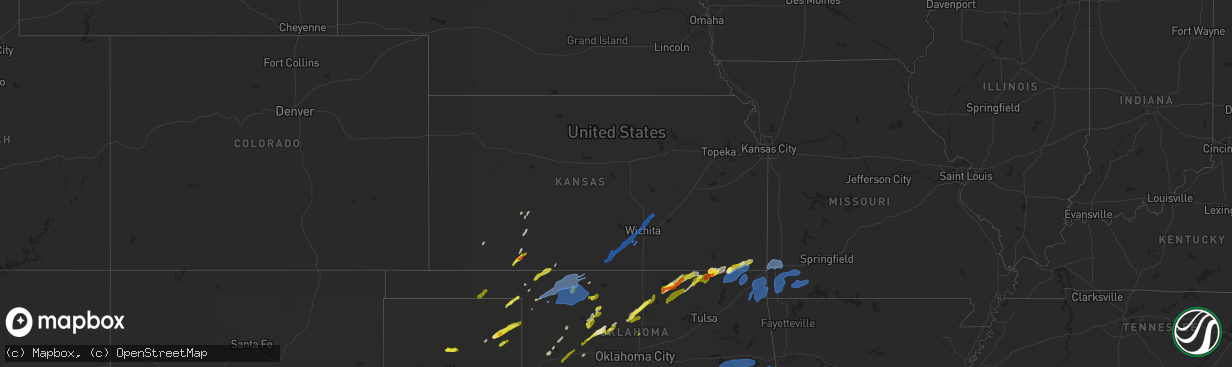 Hail map in Kansas on November 24, 2020