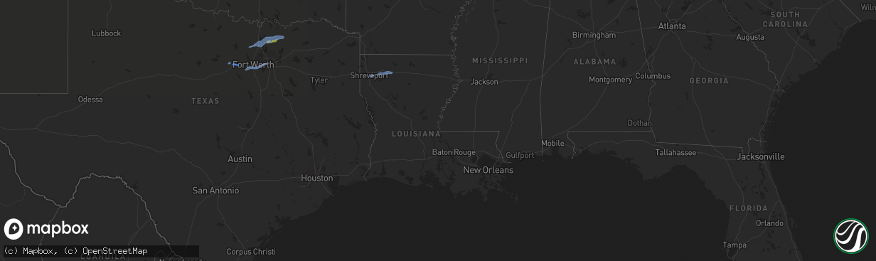 Hail map in Louisiana on November 24, 2020