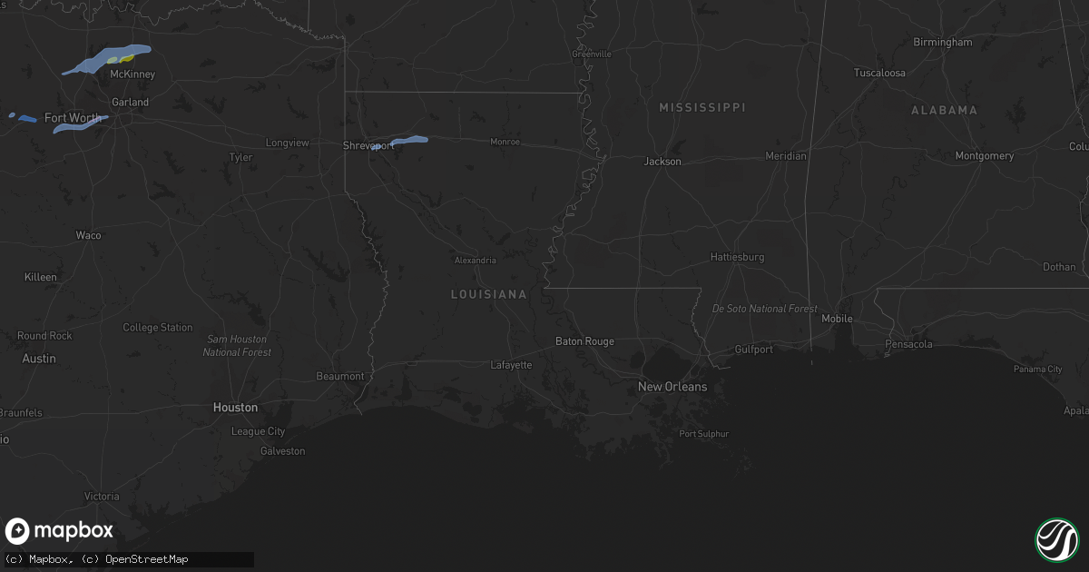 Hail map in Louisiana on November 24, 2020