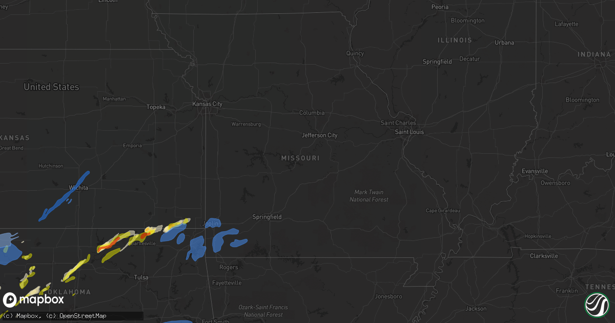 Hail map in Missouri on November 24, 2020