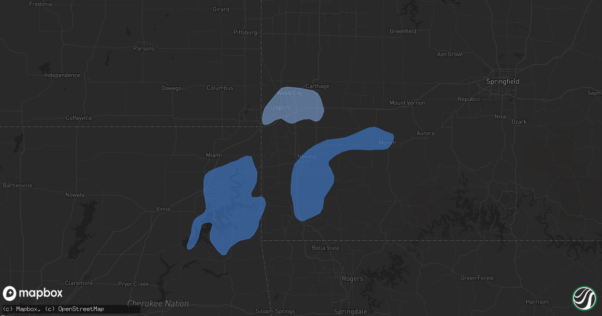 Hail map in Neosho, MO on November 24, 2020