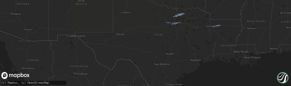 Hail map in Texas on November 24, 2020