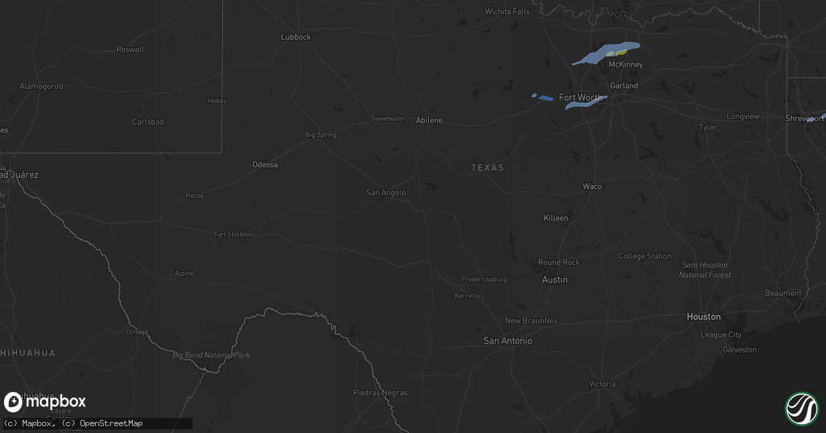 Hail map in Texas on November 24, 2020