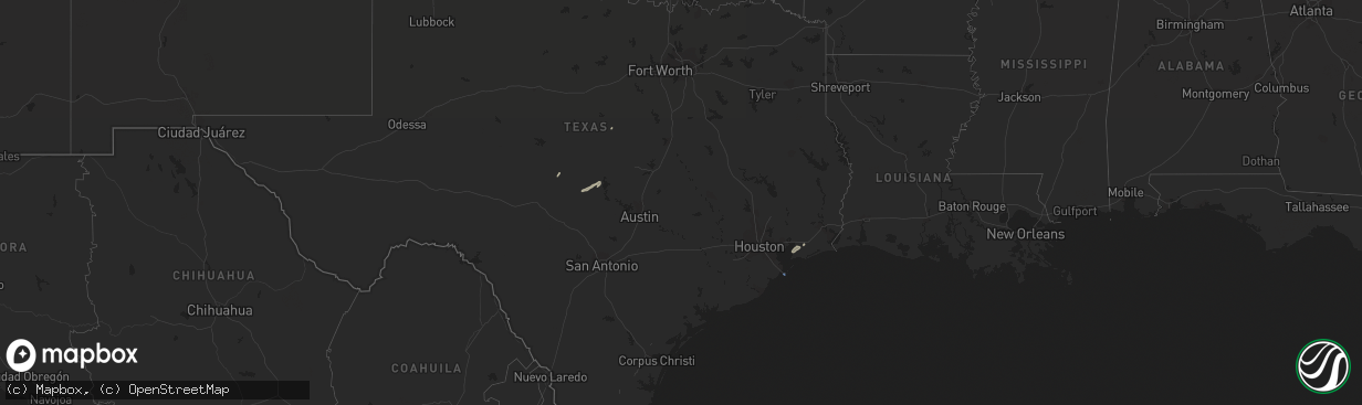 Hail map in Texas on November 24, 2022