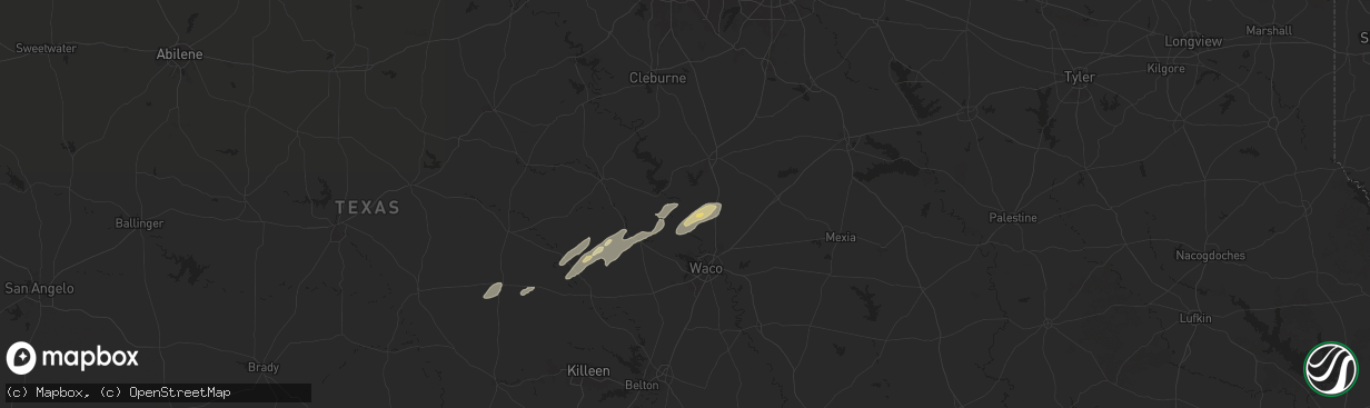 Hail map in Aquilla, TX on November 24, 2025
