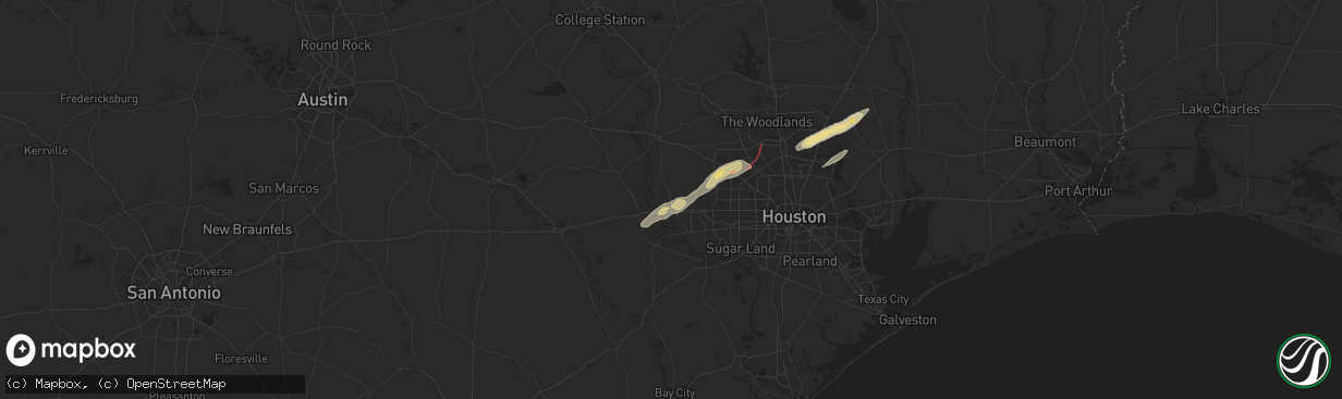 Hail map in Brookshire, TX on November 24, 2025
