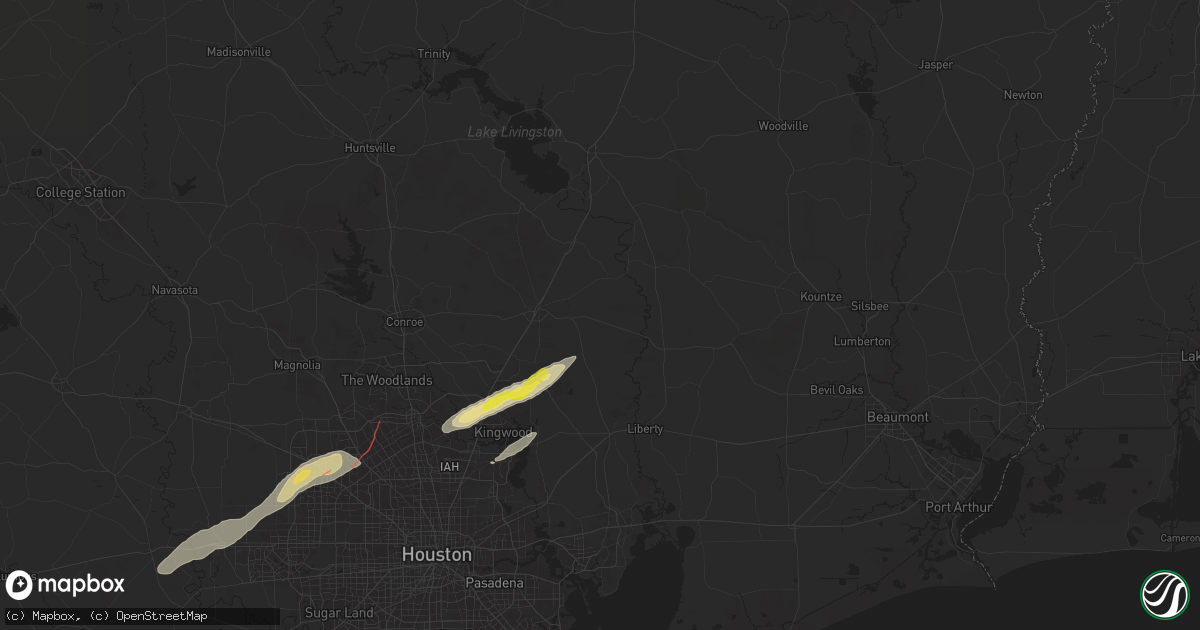 Hail map in Cleveland, TX on November 24, 2025