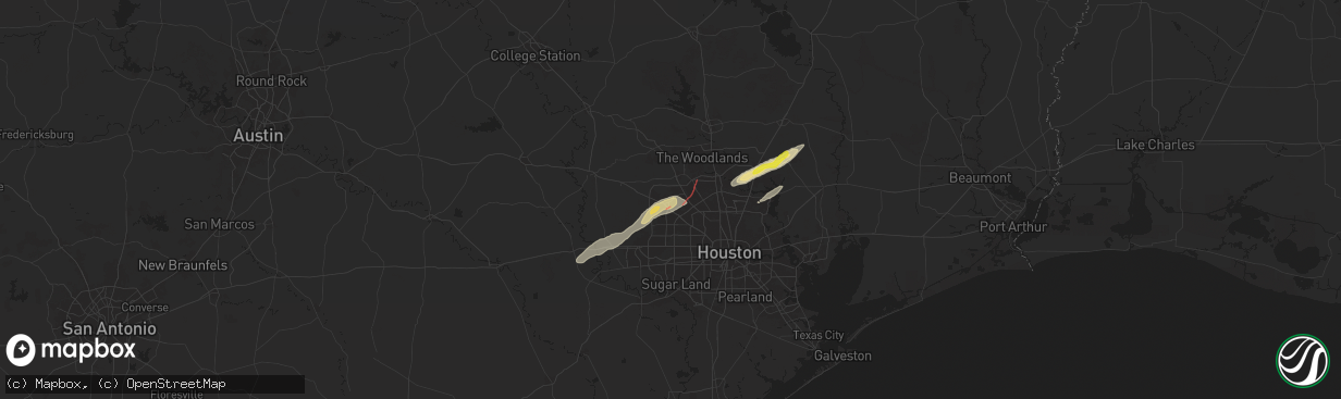 Hail map in Cypress, TX on November 24, 2025