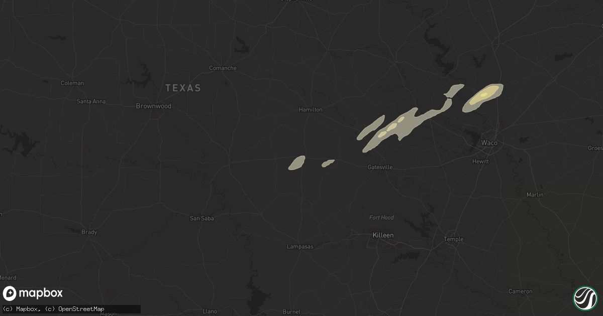 Hail map in Evant, TX on November 24, 2025